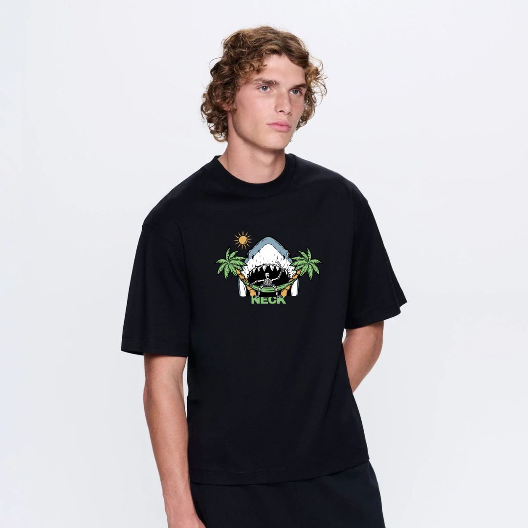 Camiseta Oversized Shark Preto